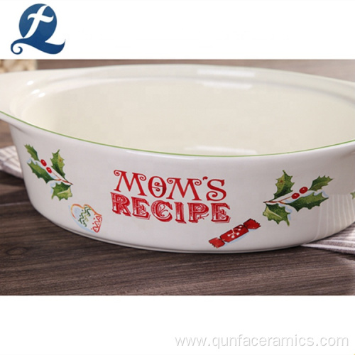 Christmas Kitchen Baking Ceramic Bakeware With Handle